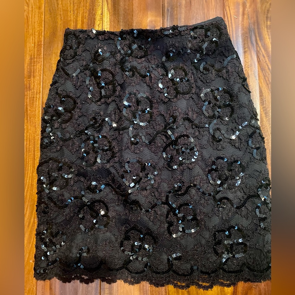Hugo Buscati Lace and Sequence Black Skirt